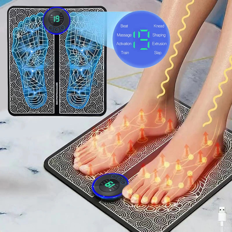 Electric USB Charging Foot Massage Mat Relaxes Foot Acupoint Massage Mat Improves Blood Circulation 8 Modes 19 Level Relaxation