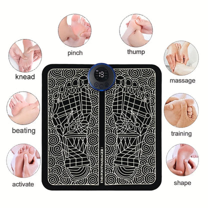 Electric USB Charging Foot Massage Mat Relaxes Foot Acupoint Massage Mat Improves Blood Circulation 8 Modes 19 Level Relaxation