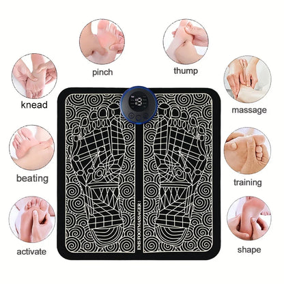 Electric USB Charging Foot Massage Mat Relaxes Foot Acupoint Massage Mat Improves Blood Circulation 8 Modes 19 Level Relaxation
