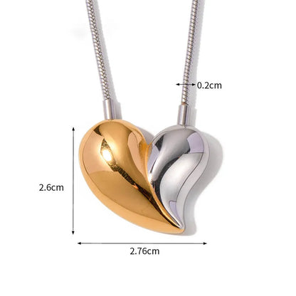 Stainless Steel Black Heart Crystal Zircon Pendant Necklace For Women New Luxury Chain Jewelry Gifts