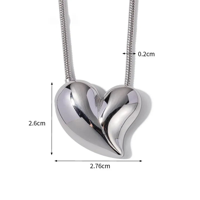 Stainless Steel Black Heart Crystal Zircon Pendant Necklace For Women New Luxury Chain Jewelry Gifts