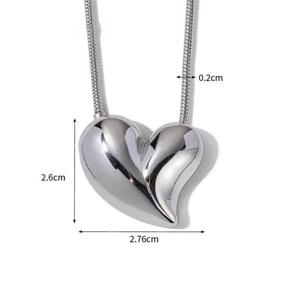 Stainless Steel Black Heart Crystal Zircon Pendant Necklace For Women New Luxury Chain Jewelry Gifts
